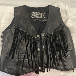 Leather vest with fringe